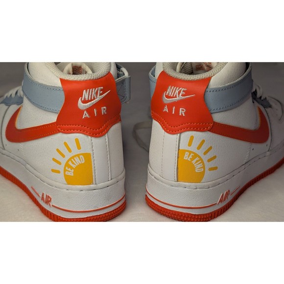 Nike AF-1  High (GS) 'Be Kind' Youth Sz 6.5 Hi-Top Sneakers Wht/Org #DC2198-100 - Picture 6 of 16